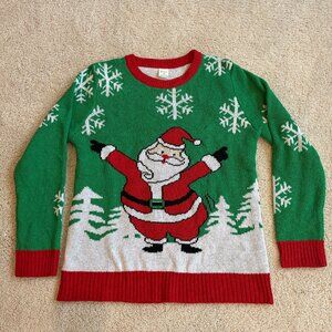 Christmas Holiday Santa Crew Neck Sweater Top Adult Small